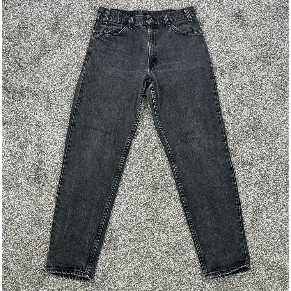 Levis Orange Tab Straight Fit Black Denim Jean Men No Size Tag Fit 31x30‎ Casual